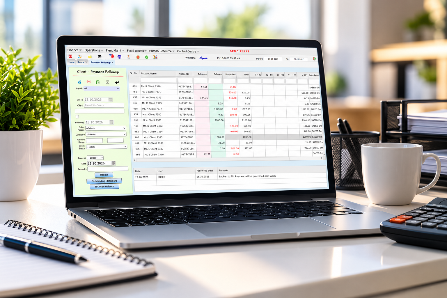 GloudOne customer payment follow-up, receivables ageing and collection management